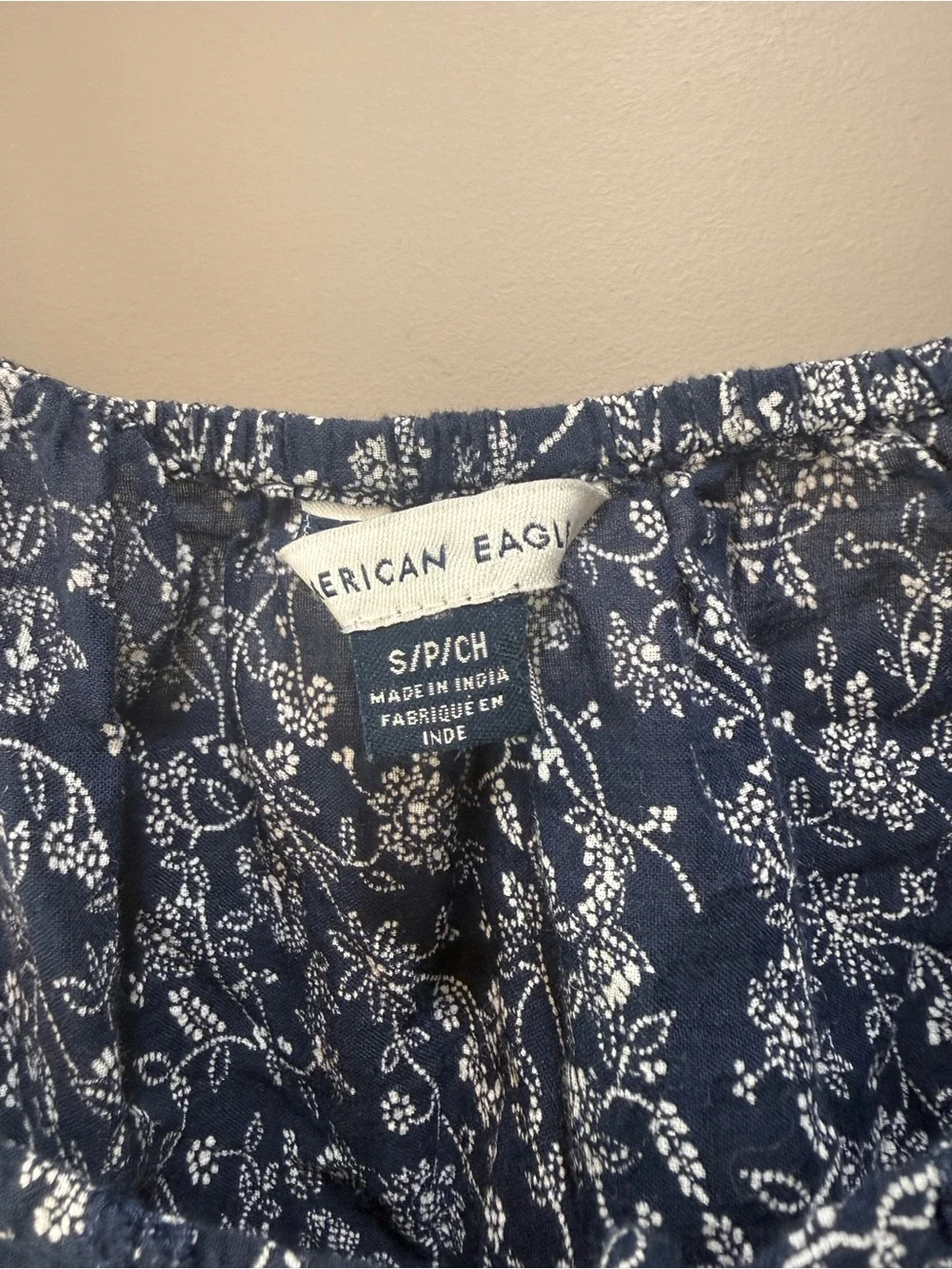 Navy Floral Spaghetti Strap Top with front ties